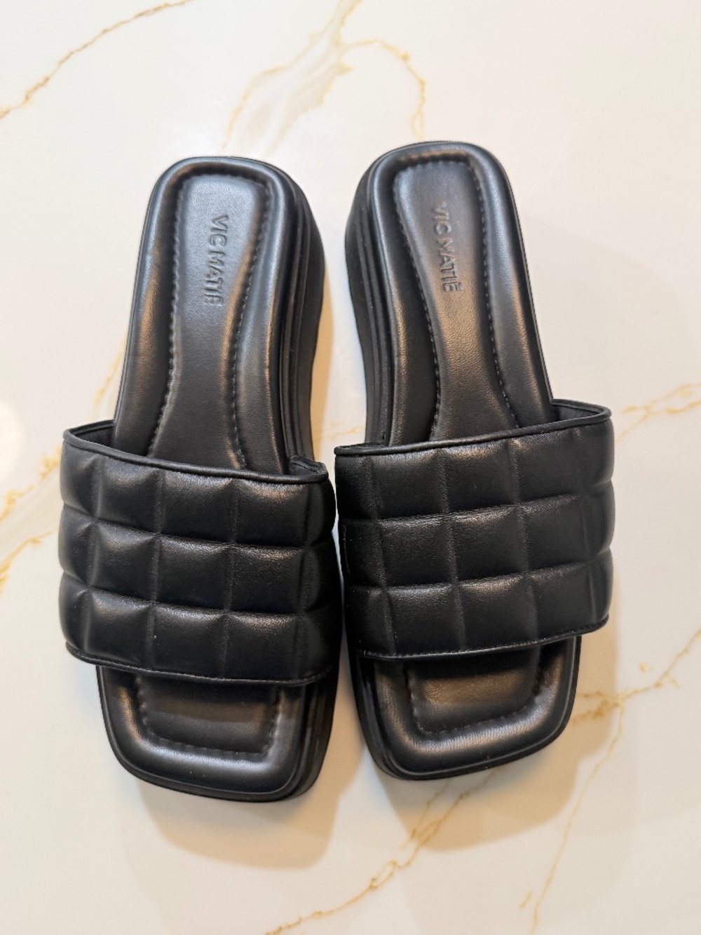 Made in Italy!  Platform Leather Quilted Mules
